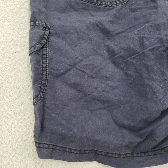 St John's Bay Shorts Womens 12 Linen Blue Cargo Utility Flat Front Pockets - Picture 4 of 13